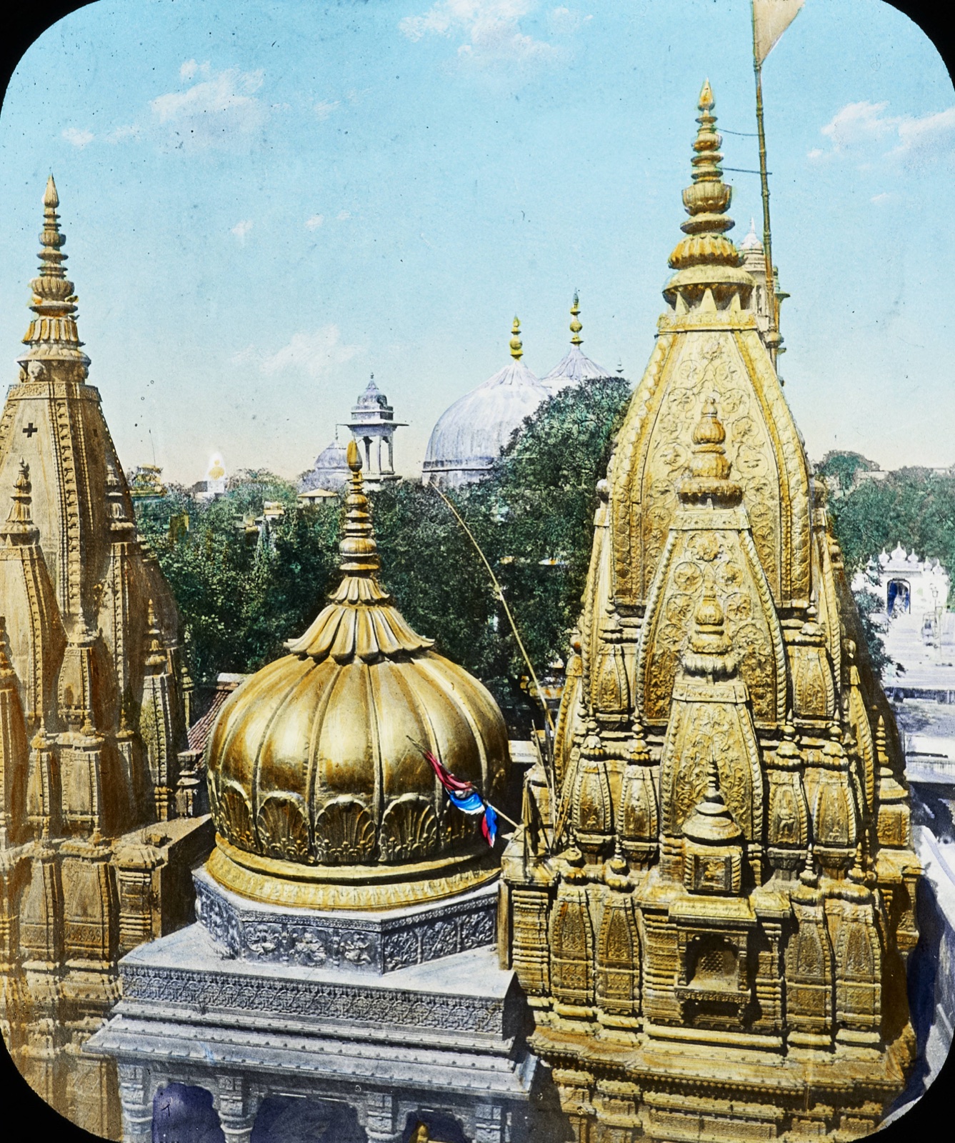 The gold spire of the Kashi Vishwanath Temple at Varanasi